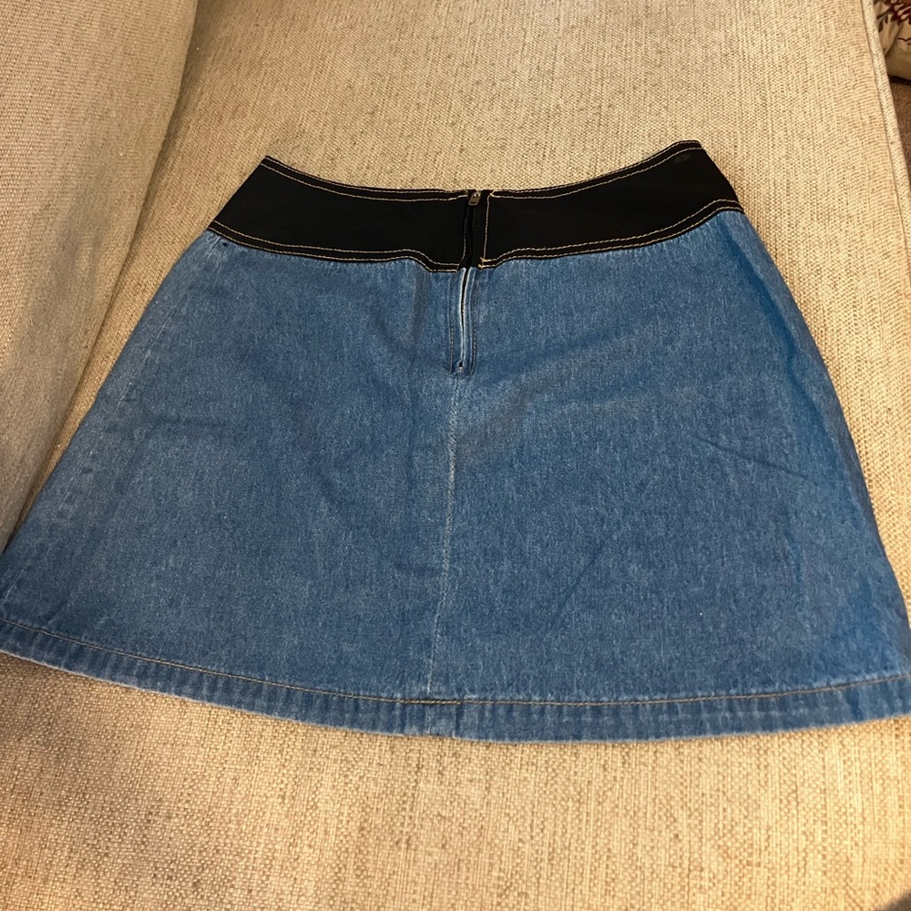 Y2K denim mini skirt with brown sheer waistline - Picture 5 of 7
